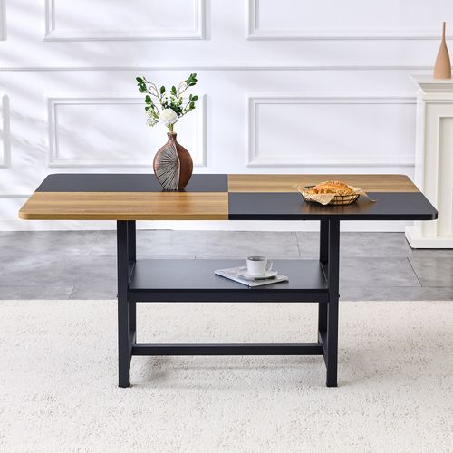 Table à Manger Industrielle 160x90 Cm Avec Étagère Intégrée