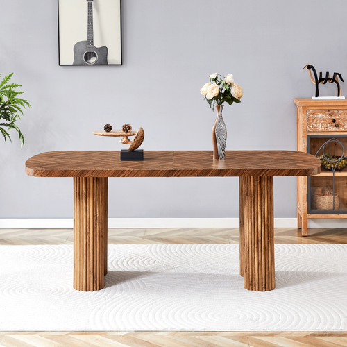 Table à Manger 180x90 Cm Bois Noyer Avec Pieds En Arc