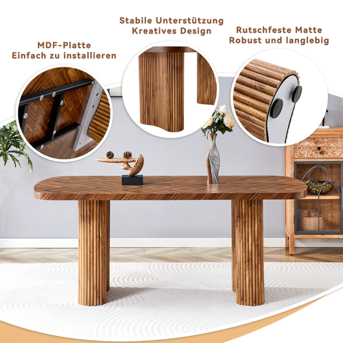 Table à Manger 180x90 Cm Bois Noyer Avec Pieds En Arc