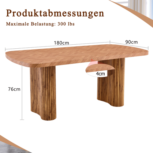 Table à Manger 180x90 Cm Bois Noyer Pieds En Arc Design Moderne