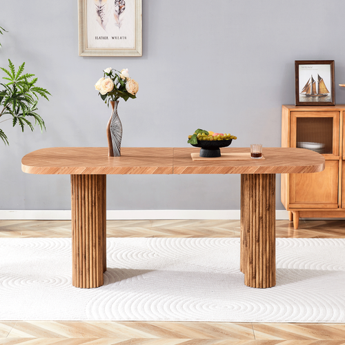 Table à Manger 180x90 Cm Bois Noyer Pieds En Arc Design Moderne