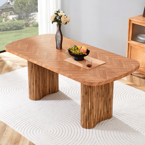 Table à Manger 180x90 Cm Bois Noyer Pieds En Arc Design Moderne