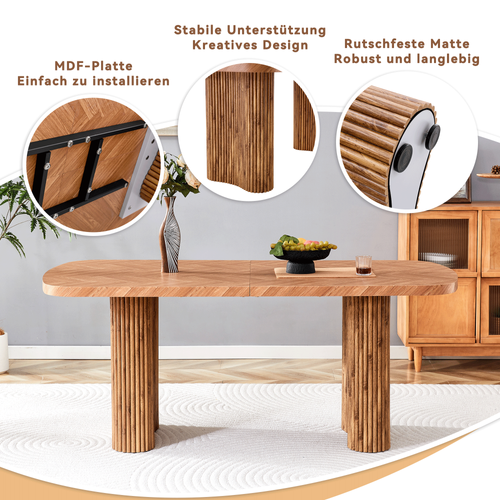 Table à Manger 180x90 Cm Bois Noyer Pieds En Arc Design Moderne