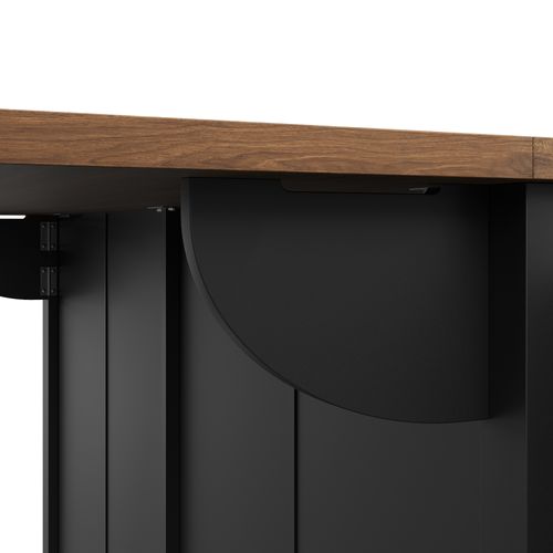 Desserte De Cuisine Noir Avec Plateau Extensible, Chariot De Service à Roulettes 140 Cm