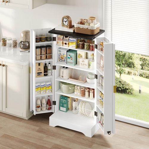 Buffet De Cuisine Blanche 120×60,5×40 Cm Avec LED Et Étagères Réglables