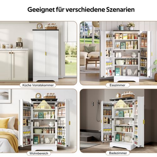 Buffet De Cuisine Blanche 120×60,5×40 Cm Avec LED Et Étagères Réglables