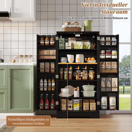 Buffet De Cuisine Noire 120×60×40 cm Avec LED Et Rangements Ajustables