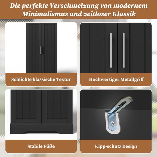 Buffet De Cuisine Noire 120×60×40 cm Avec LED Et Rangements Ajustables