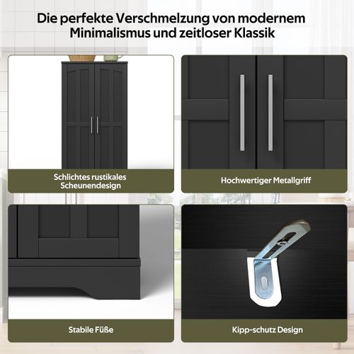 Buffet Noire 120×60×40 cm Avec LED Sensorielle Et Étagères Modulables