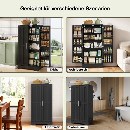 Buffet Noire 120×60×40 cm Avec LED Sensorielle Et Étagères Modulables