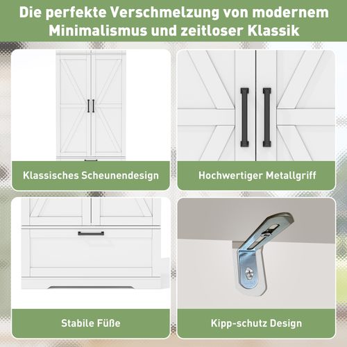 Grand Buffet De Cuisine 80×40×180 cm Avec Tiroir, Étagères Et Porte-bouteilles