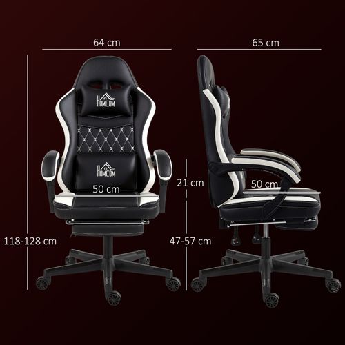 Fauteuil Gaming Noir Et Blanc Avec Repose-pieds Et Soutien Ergonomique