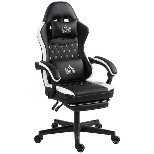 Fauteuil Gaming Noir Et Blanc Avec Repose-pieds Et Soutien Ergonomique
