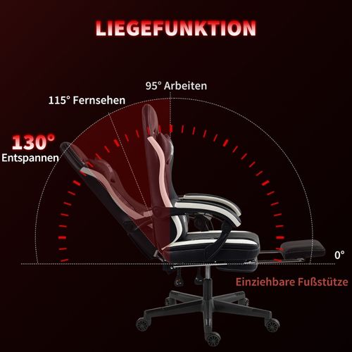 Fauteuil Gaming Noir Et Blanc Avec Repose-pieds Et Soutien Ergonomique