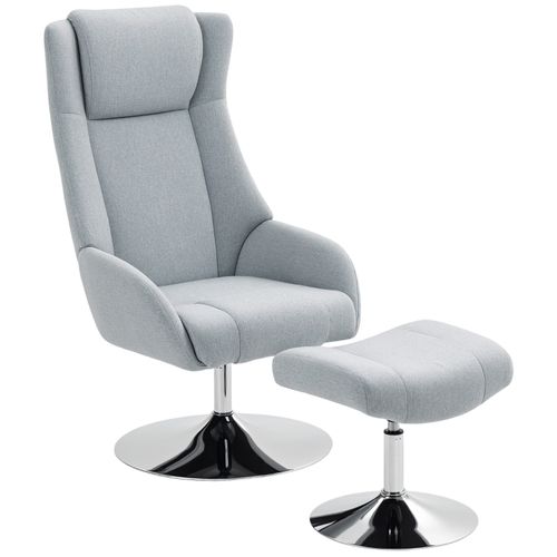 Fauteuil Relax Gris Avec Repose-pieds Pivotant Et Dossier Inclinable