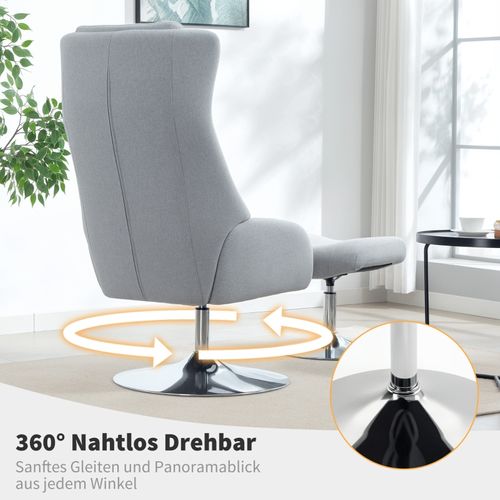 Fauteuil Relax Gris Avec Repose-pieds Pivotant Et Dossier Inclinable