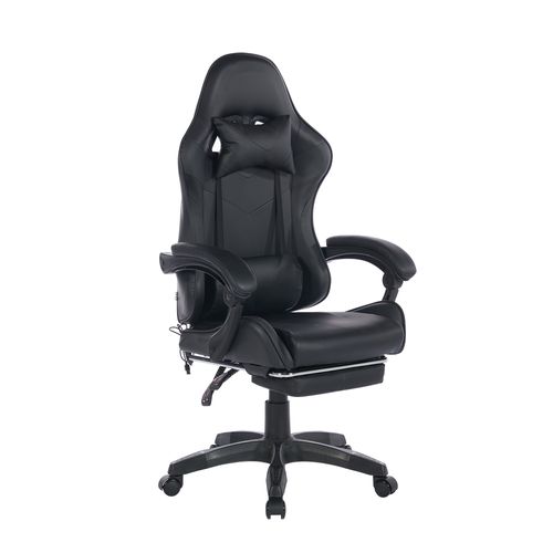 Fauteuil Gaming Ergonomique Noir Avec Massage, Support Lombaire Et Repose-pieds