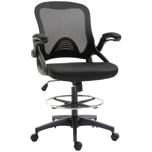 Chaise De Bureau Noir Avec Fonction Assis-debout, Dossier Pivotant Et Repose-pieds
