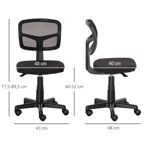 Chaise De Bureau Ergonomique Sans Accoudoirs, Réglable En Hauteur, Design Compact