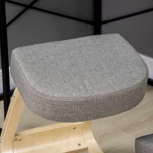 Tabouret à Genoux Ergonomique En Bois De Bouleau, Pour Posture Saine, Gris