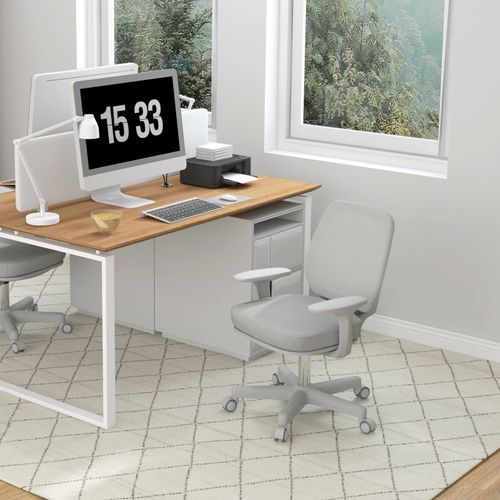 Chaise De Bureau Ergonomique Pivotante, Hauteur Réglable, Dossier En Mesh, Gris