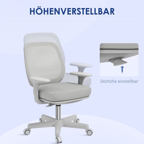 Chaise De Bureau Ergonomique Pivotante, Hauteur Réglable, Dossier En Mesh, Gris
