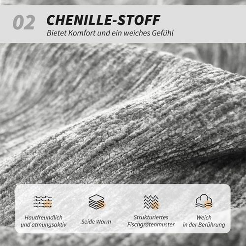 Chaise De Bureau Pivotant Sans Accoudoirs, Tissu Chenille Gris, Réglable