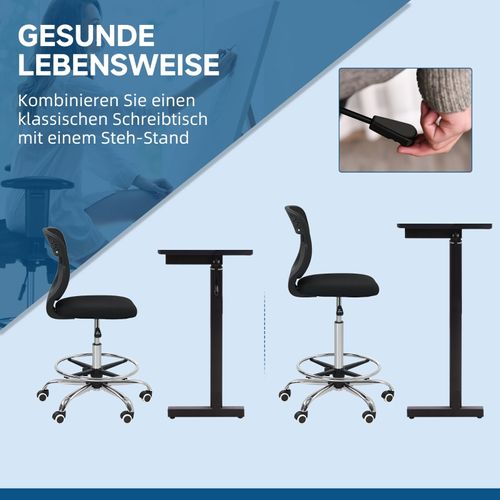 Chaise De Bureau Haut Ergonomique Noir, Réglable, Assise Et Dossier Confort