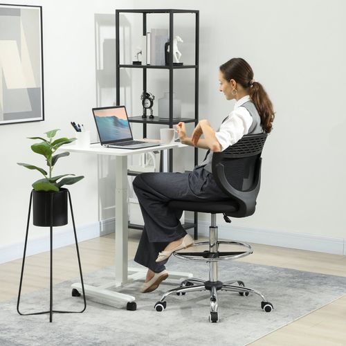 Chaise De Bureau Haut Ergonomique Noir, Réglable, Assise Et Dossier Confort
