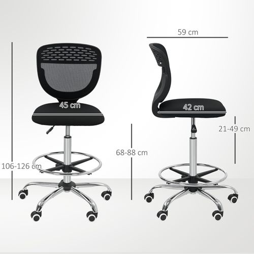 Chaise De Bureau Haut Ergonomique Noir, Réglable, Assise Et Dossier Confort