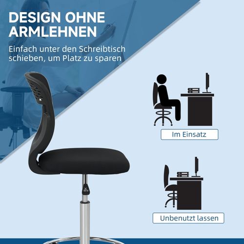 Chaise De Bureau Haut Ergonomique Noir, Réglable, Assise Et Dossier Confort