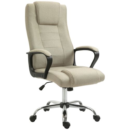 Fauteuil De Bureau Beige En Lin, Ergonomique, Réglable Et Pivotant à 360°