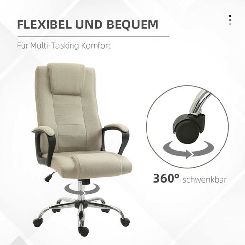 Fauteuil De Bureau Beige En Lin, Ergonomique, Réglable Et Pivotant à 360°