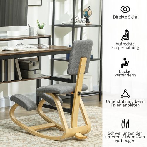 Tabouret à Genoux Ergonomique Gris Pour Bureau, Méditation Et Posture Saine