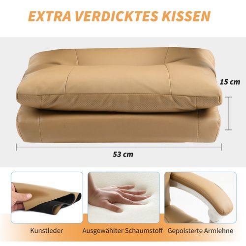 Fauteuil De Bureau Ergonomique Beige Avec Repose-pieds, Accoudoirs Rabattables Et Soutien Lombaire