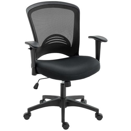 Chaise De Bureau Noir Ergonomique Avec Dossier En Maille, Réglable Et Inclinable