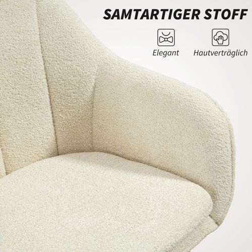 Chaise De Bureau En Velours Beige Avec Dossier Arrondi Et Siège Confortable