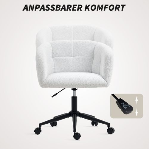 Chaise De Bureau En Velours Crème Et Noir Avec Dossier En Forme De Cuvette