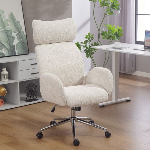 Chaise De Bureau Ergonomique Gris Et Blanc Avec Appui-tête Réglable Et Bascule