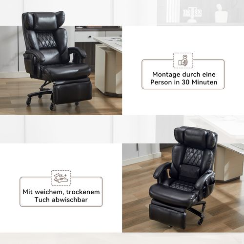 Fauteuil De Bureau Ergonomique Noir Avec Massage, Chauffage Et Repose-pieds