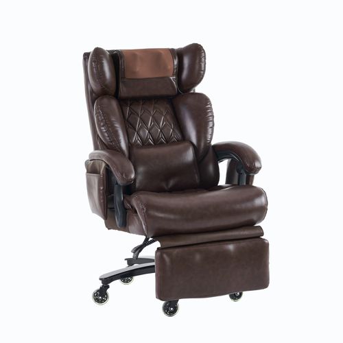 Fauteuil De Bureau Ergonomique Marron Avec Massage, Chauffage Et Repose-pieds
