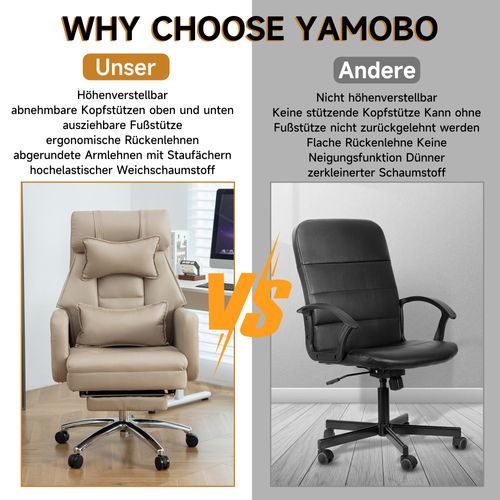 Fauteuil De Bureau Ergonomique Beige En Cuir Technologie, Repose-pieds Et Dossier Inclinable