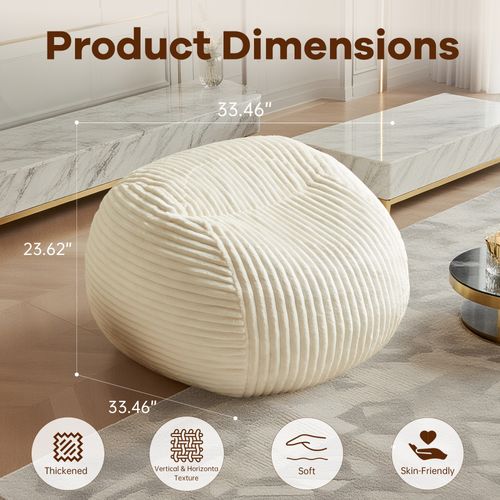 Pouf Beige Haut De Gamme En Mousse Mémoire, Fauteuil Cosy Pour Lecture Et Détente