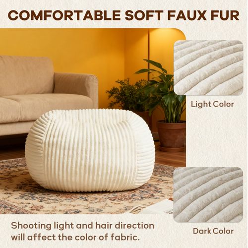 Pouf Beige Haut De Gamme En Mousse Mémoire, Fauteuil Cosy Pour Lecture Et Détente