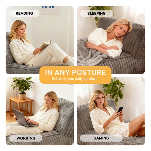 Chauffeuse De Sol Modulable Convertible En Lit, Velours Côtelé Gris Clair