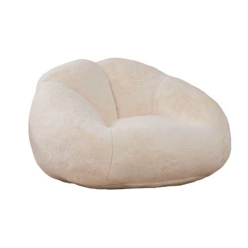 Fauteuil En Velours Pelucheux Avec Mousse Mémoire, Siège Confortable Antidérapant, Beige