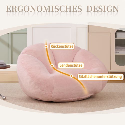 Fauteuil En Velours Pelucheux Avec Mousse Mémoire, Siège Confortable Antidérapant, Rose