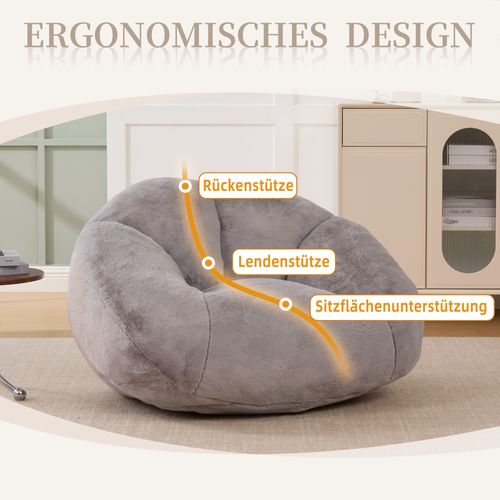 Fauteuil En Velours Pelucheux Avec Mousse Mémoire, Siège Confortable Antidérapant, Gris Clair