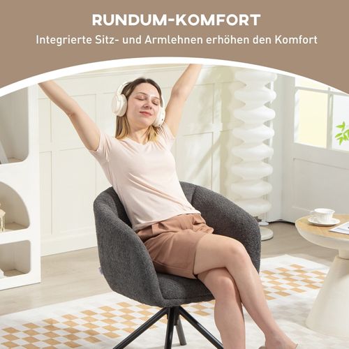 Fauteuil Pivotant Gris Foncé Avec Assise Enveloppante Et Revêtement Textile Cosy
