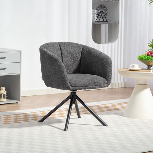 Fauteuil Pivotant Gris Foncé Avec Assise Enveloppante Et Revêtement Textile Cosy